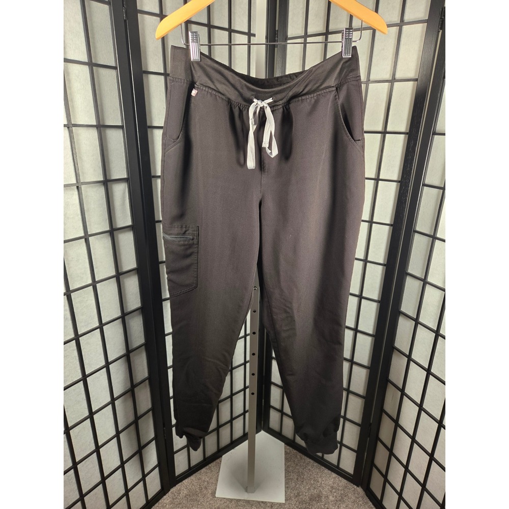 FIGS Zamora High Way Jogger Scrub Pants Black Women Large Cargo Pocket